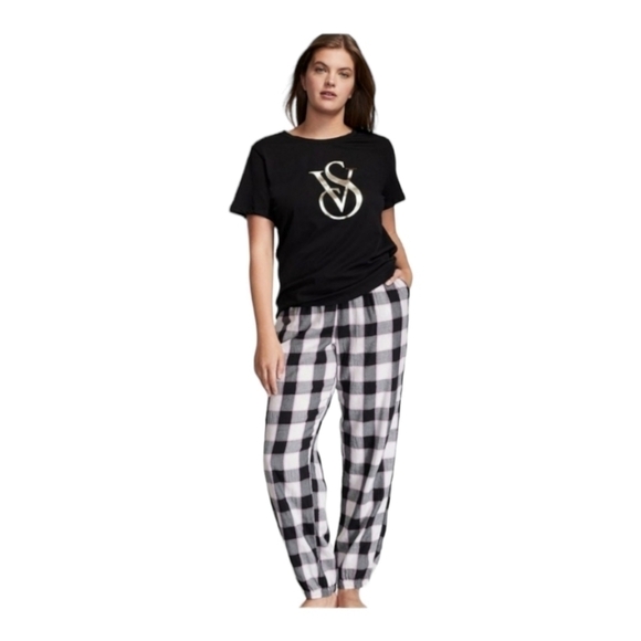 Victoria's SECRET Flannel Jogger Tee-jama Size S - Picture 1 of 7